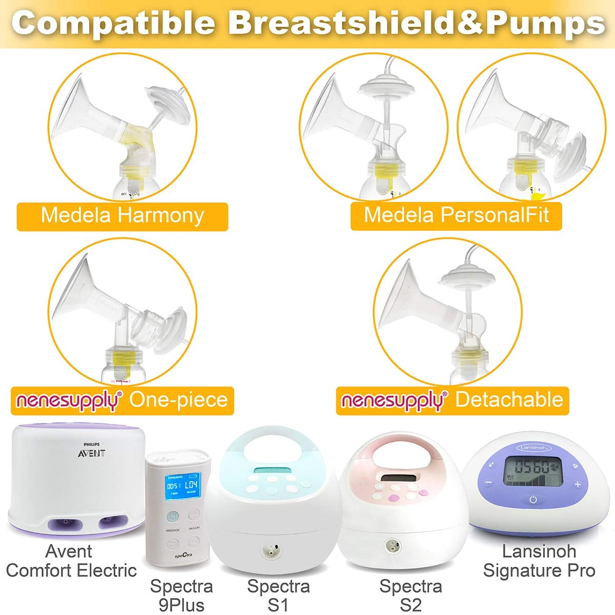 Nenesupply Long Stem Backflow Protectors for Medela Breastshield & Spectra Pump (2pc)