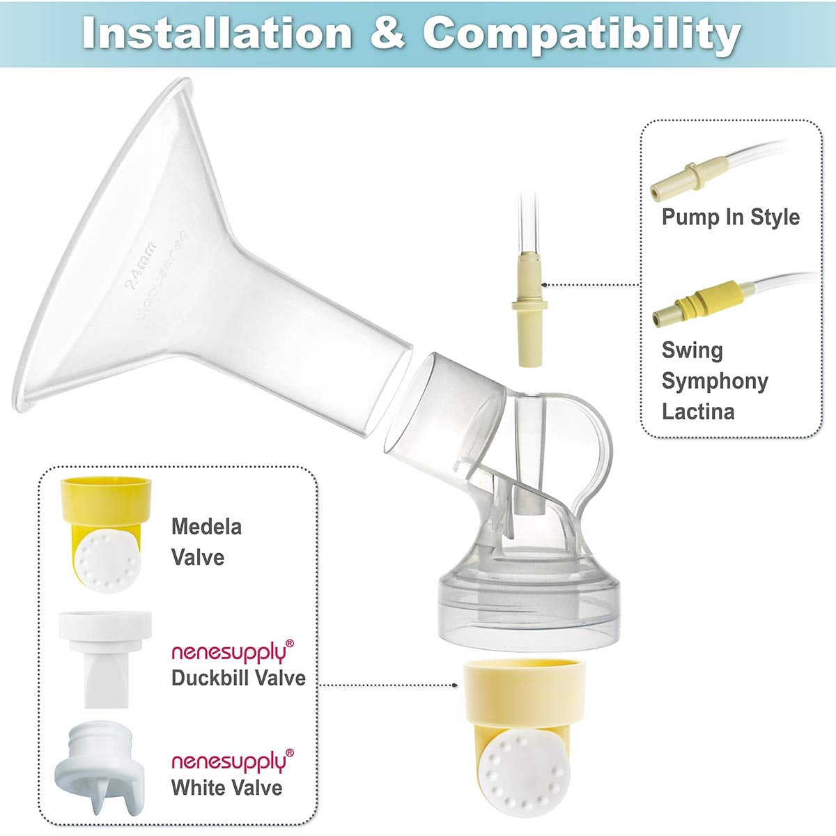 Nenesupply Flange Connector for Medela Pump (2pc)