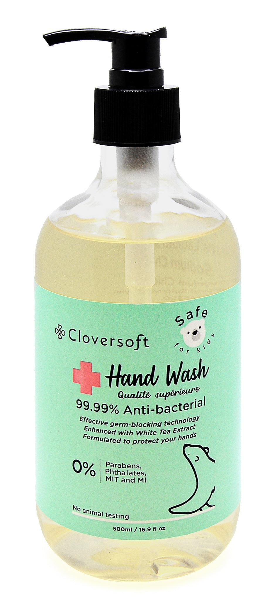 Cloversoft 99.99% Antibacterial Gel Hand Wash, 500ml - White Tea (Exp 11/27)