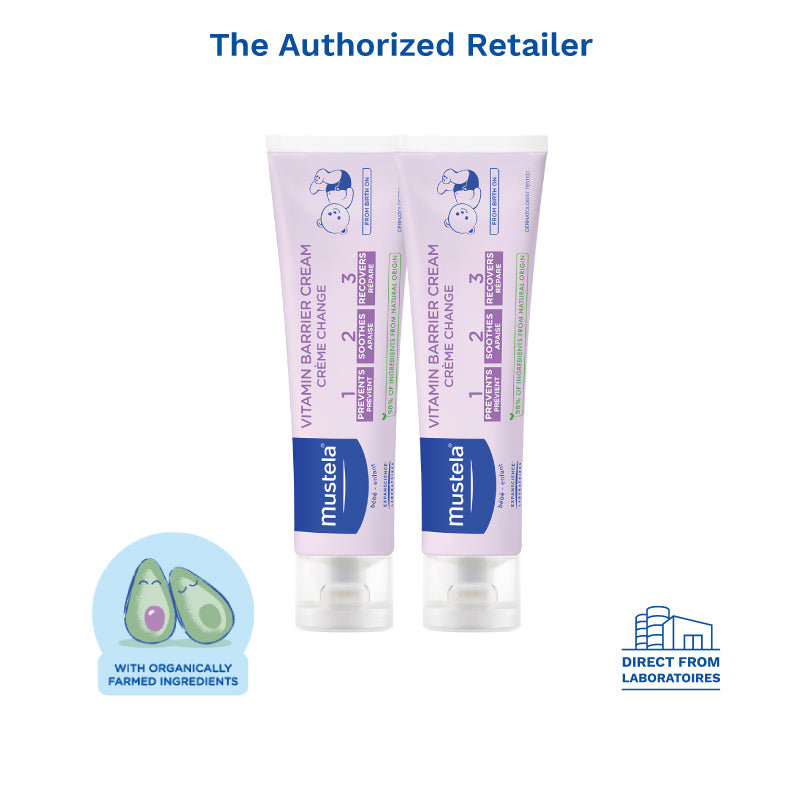 [2 Pack] Mustela Vitamin Barrier Diaper Rash Cream 123, 100ml - Exp 10/27