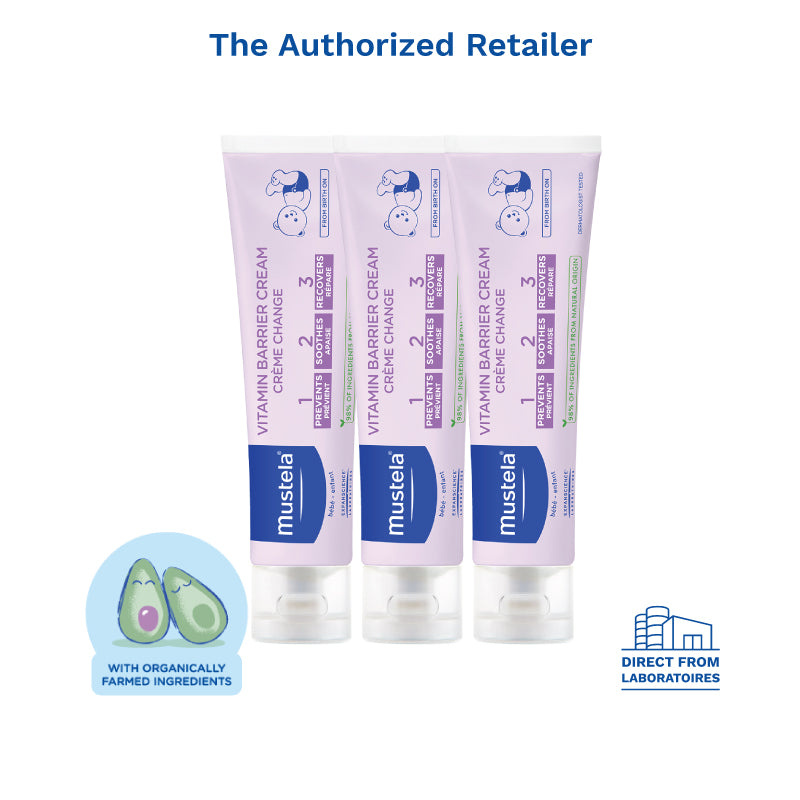 [3 Pack] Mustela Vitamin Barrier Diaper Rash Cream 123, 100ml - Exp 11/27