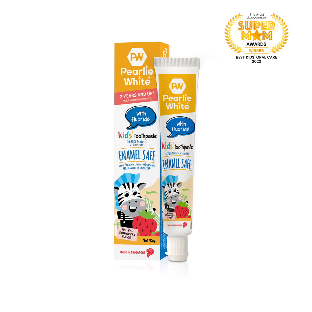Pearlie White Enamel Safe Kids’ Fluoride Toothpaste (Strawberry) 45g - exp 02/27
