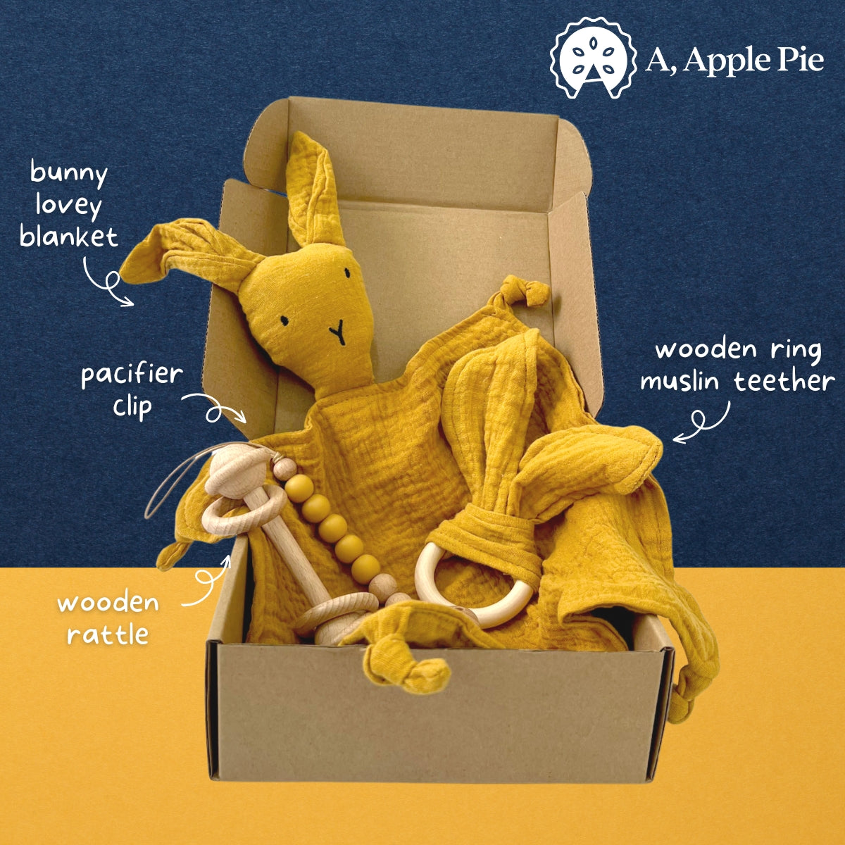 A, Apple Pie Playful Bunny Baby Gift Set (5 Colors)