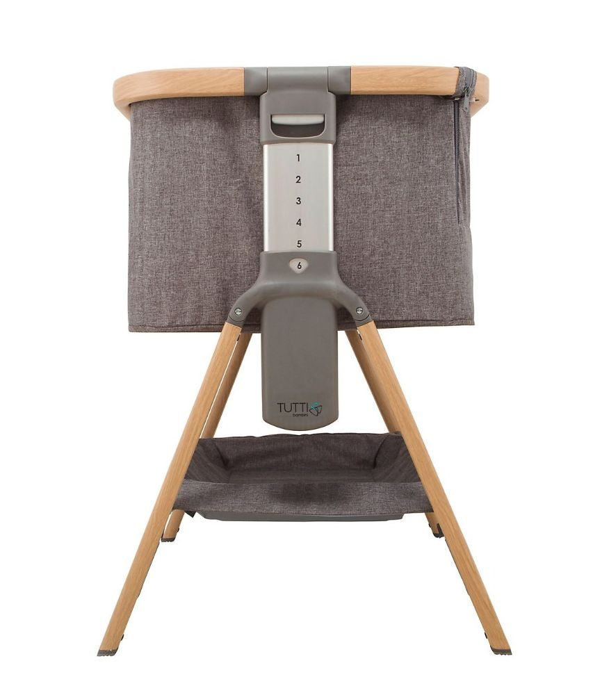 Tutti Bambini CoZee Bedside Co-Sleeper Crib - Oak and Charcoal