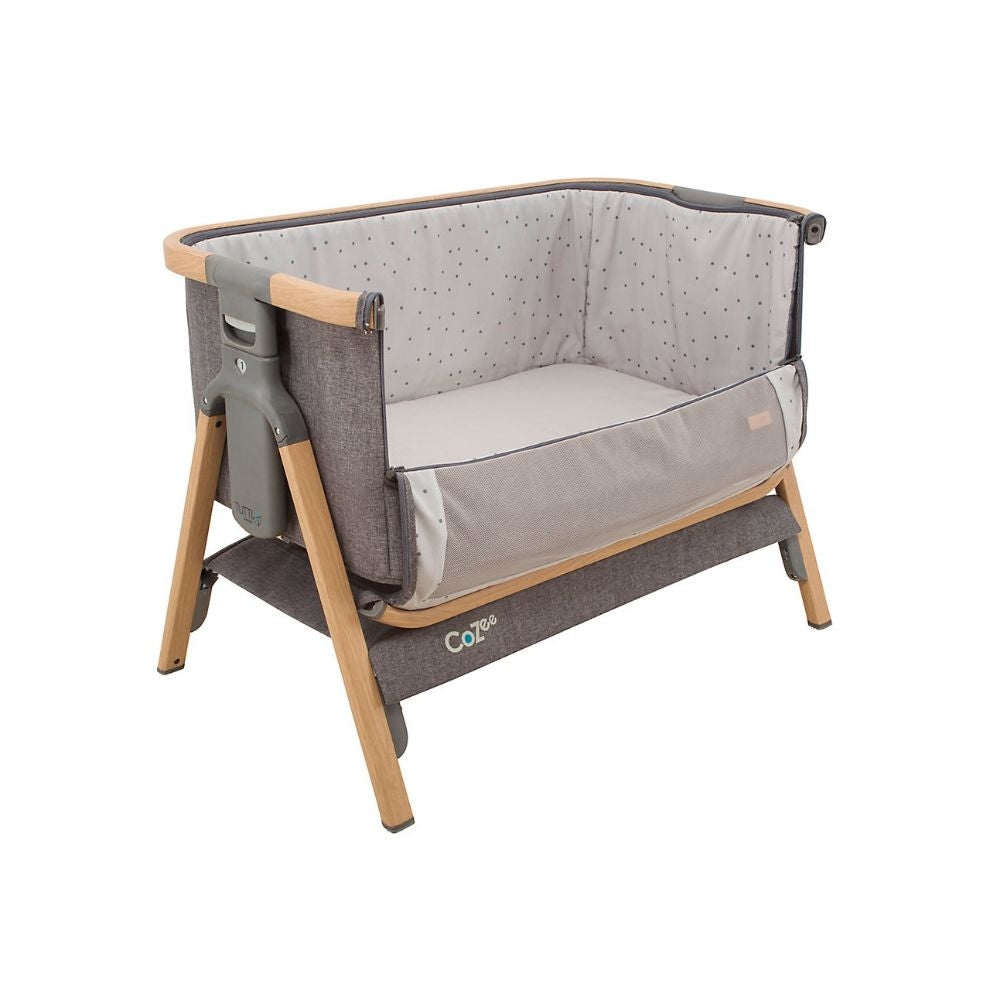 Tutti Bambini CoZee Bedside Co-Sleeper Crib - Oak and Charcoal