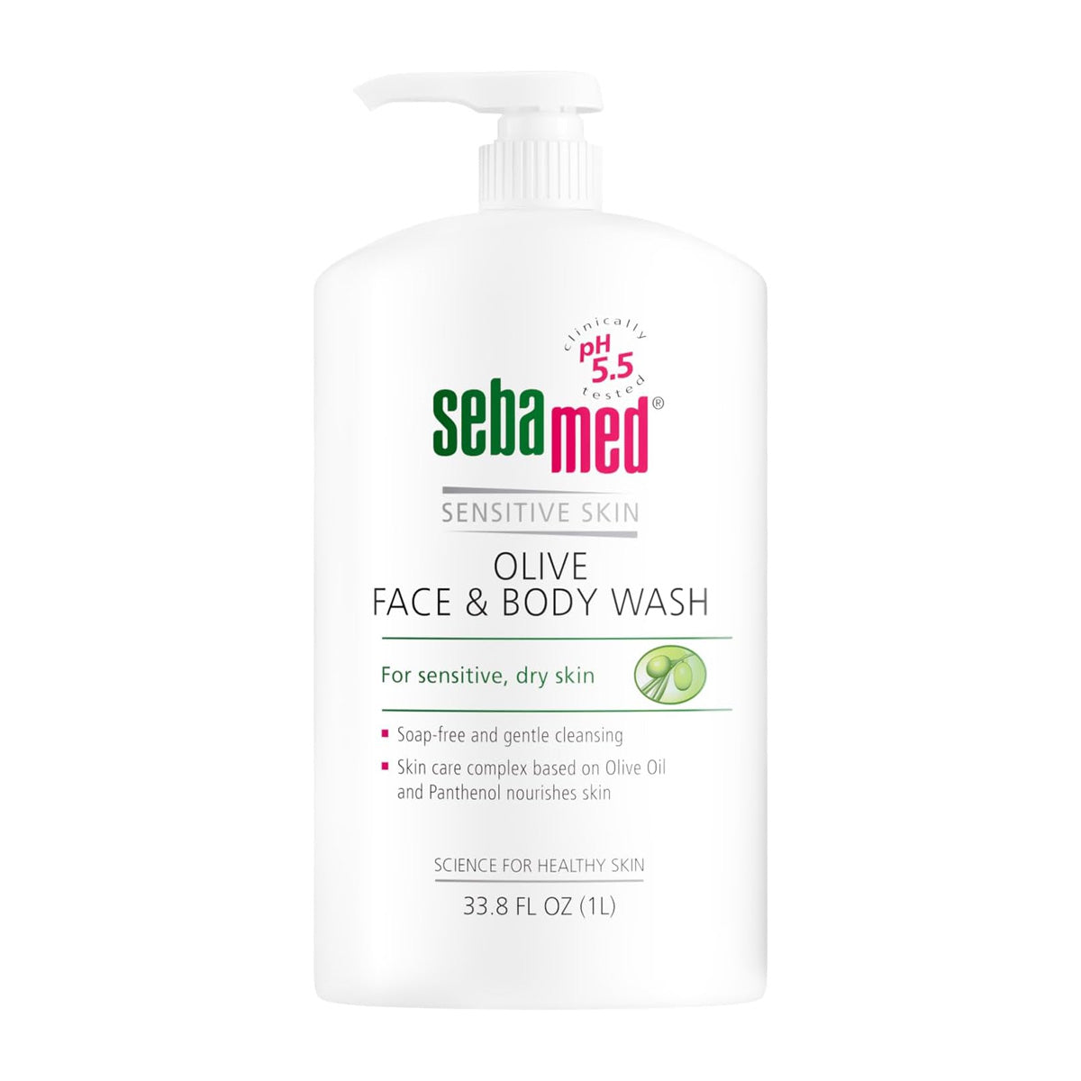 Sebamed Olive Face & Body Wash with Pump, 1000ml (Exp 01/28)