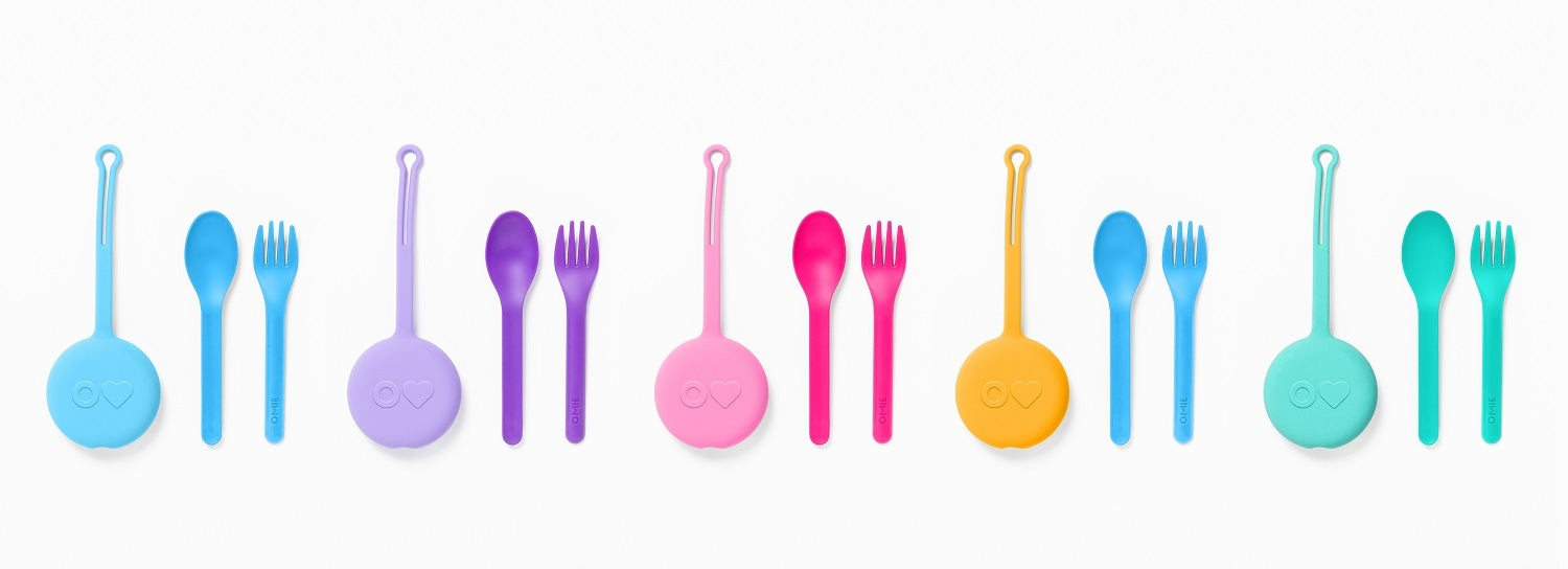 OmieBox OmiePod Utensil & Holder Set (5 Colours) - Pupsik Singapore