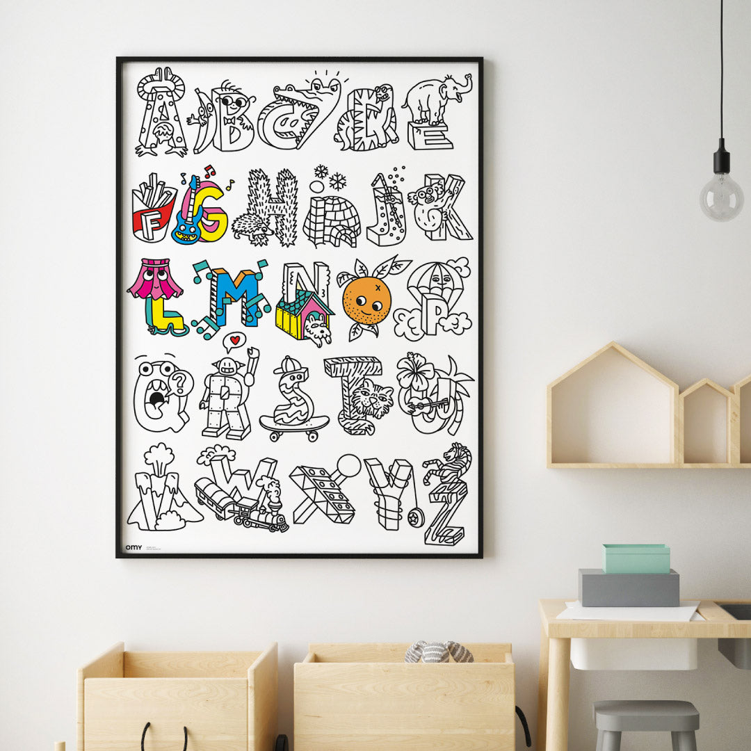 OMY Giant Coloring Poster, 100 x 70cm (6 Designs) - Pupsik Singapore