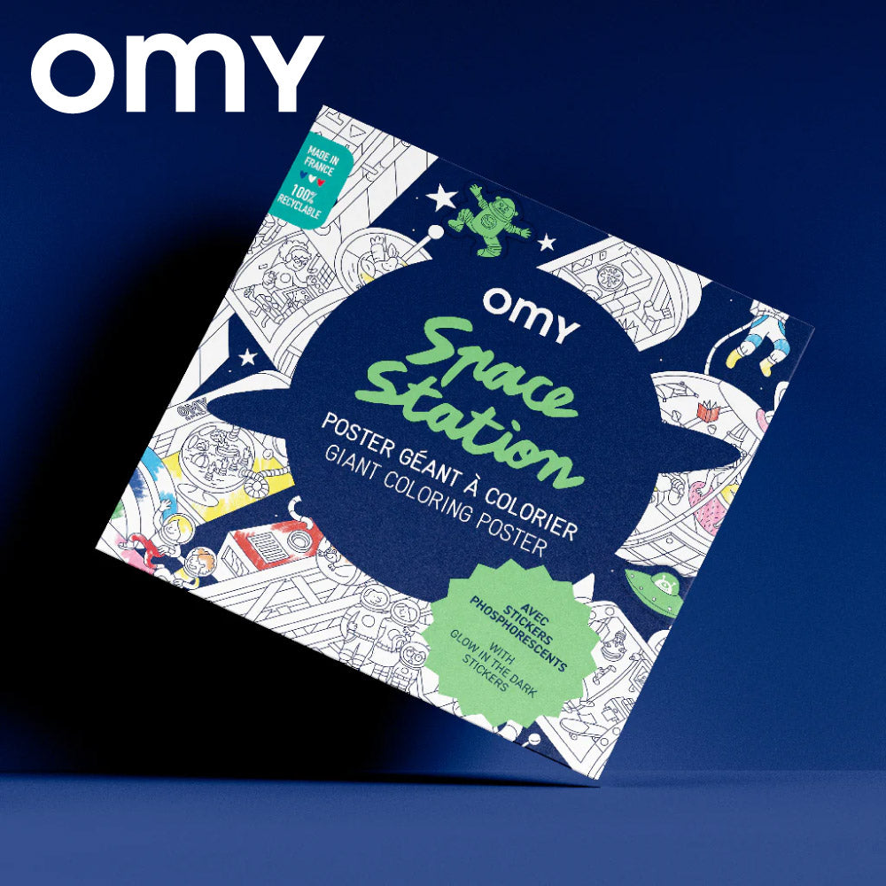OMY Giant Coloring Poster + Stickers, 100 x 70cm - Space Station