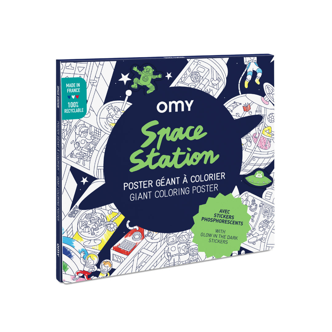 OMY Giant Coloring Poster + Stickers, 100 x 70cm - Space Station