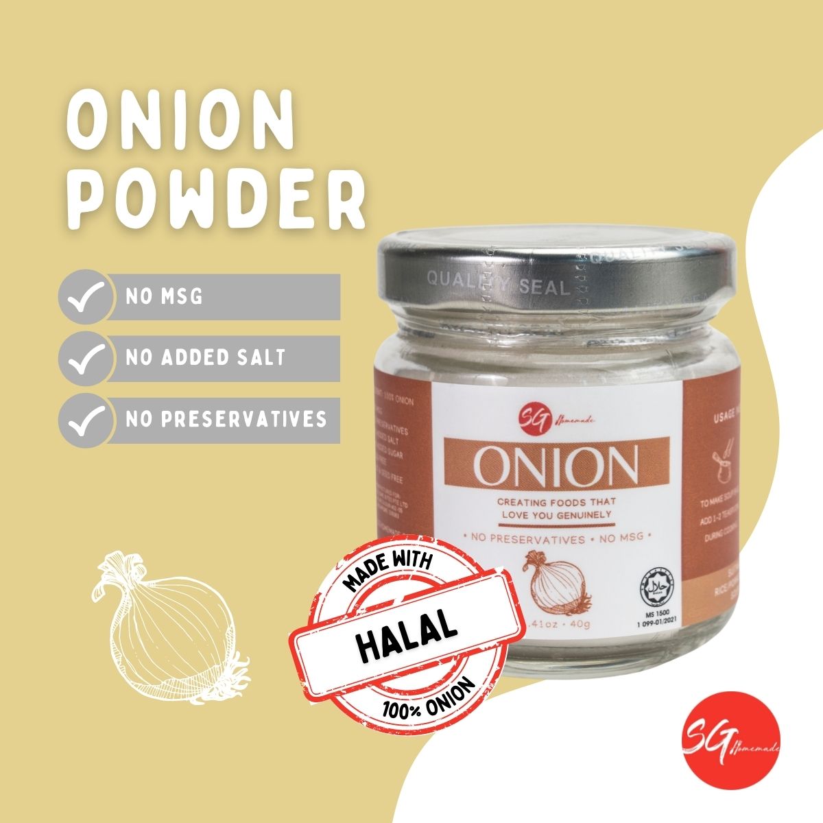 SG Homemade Onion Powder, 40g (Exp 11/26)