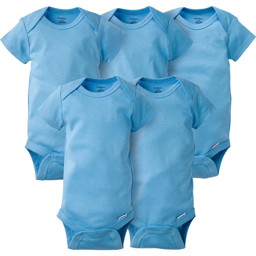Gerber Short Sleeve Premium Onesies, 5pk - Blue (2 Sizes)