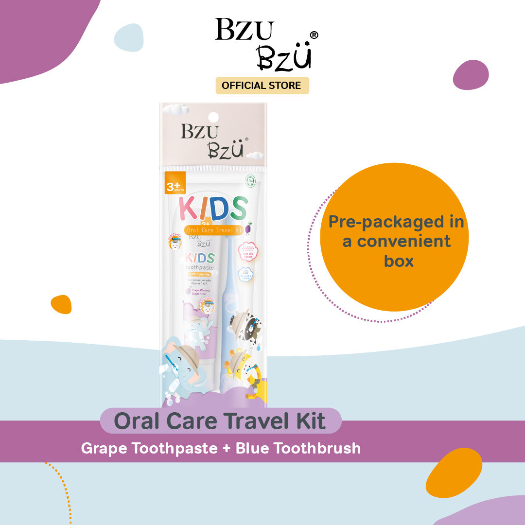 BZU BZU Kids Oral Care Travel Kit - Grape Toothpaste + Blue Toothbrush (Exp 01/27)