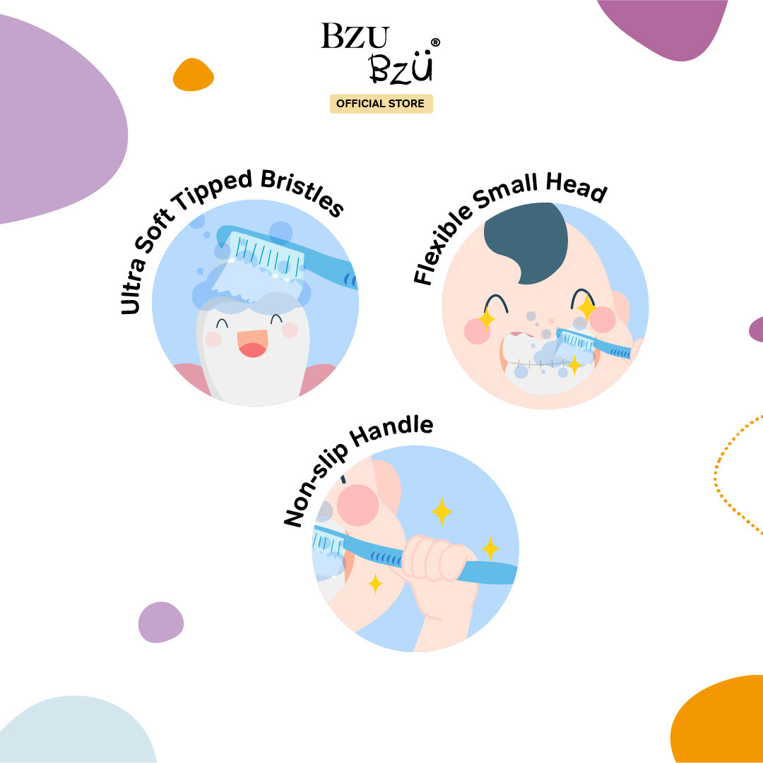 BZU BZU Kids Oral Care Travel Kit - Grape Toothpaste + Blue Toothbrush ...