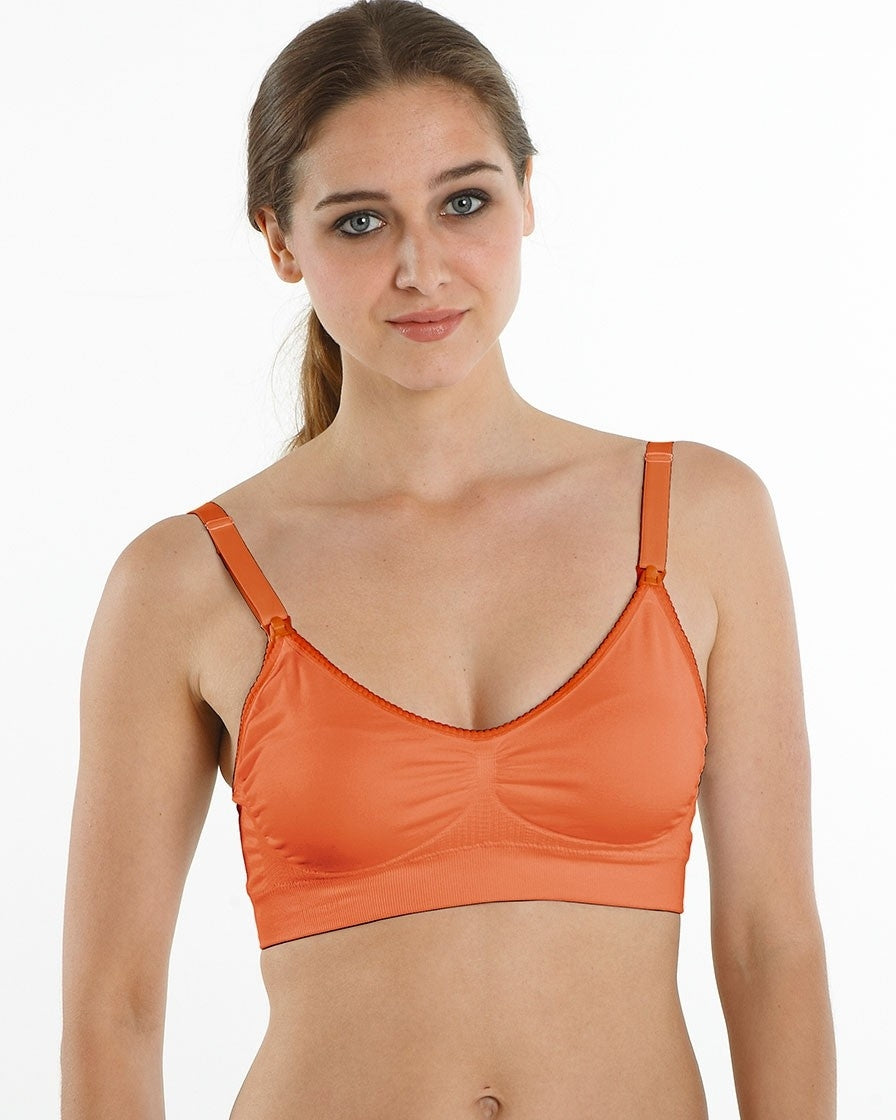 MEV Seamless Full-Cup Everyday Support Maternity-Nursing Bra - Honeyed Tangerine
