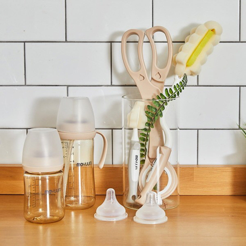 Moyuum Dual Sponge Bottle Brush - Coral Beige