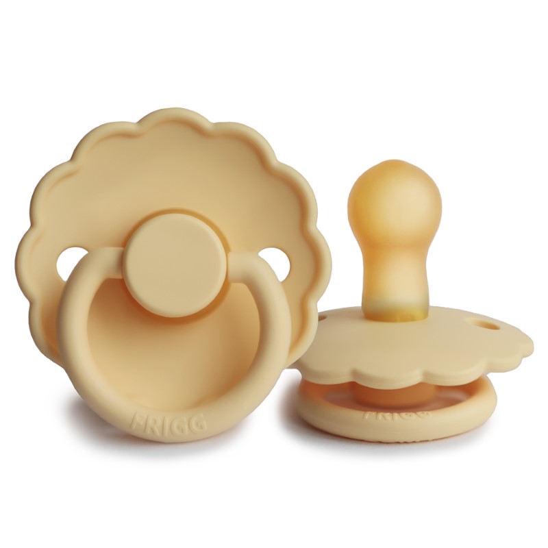 FRIGG Daisy Latex Baby Pacifiers, 1pk – Pale Daffodil (2 Sizes)