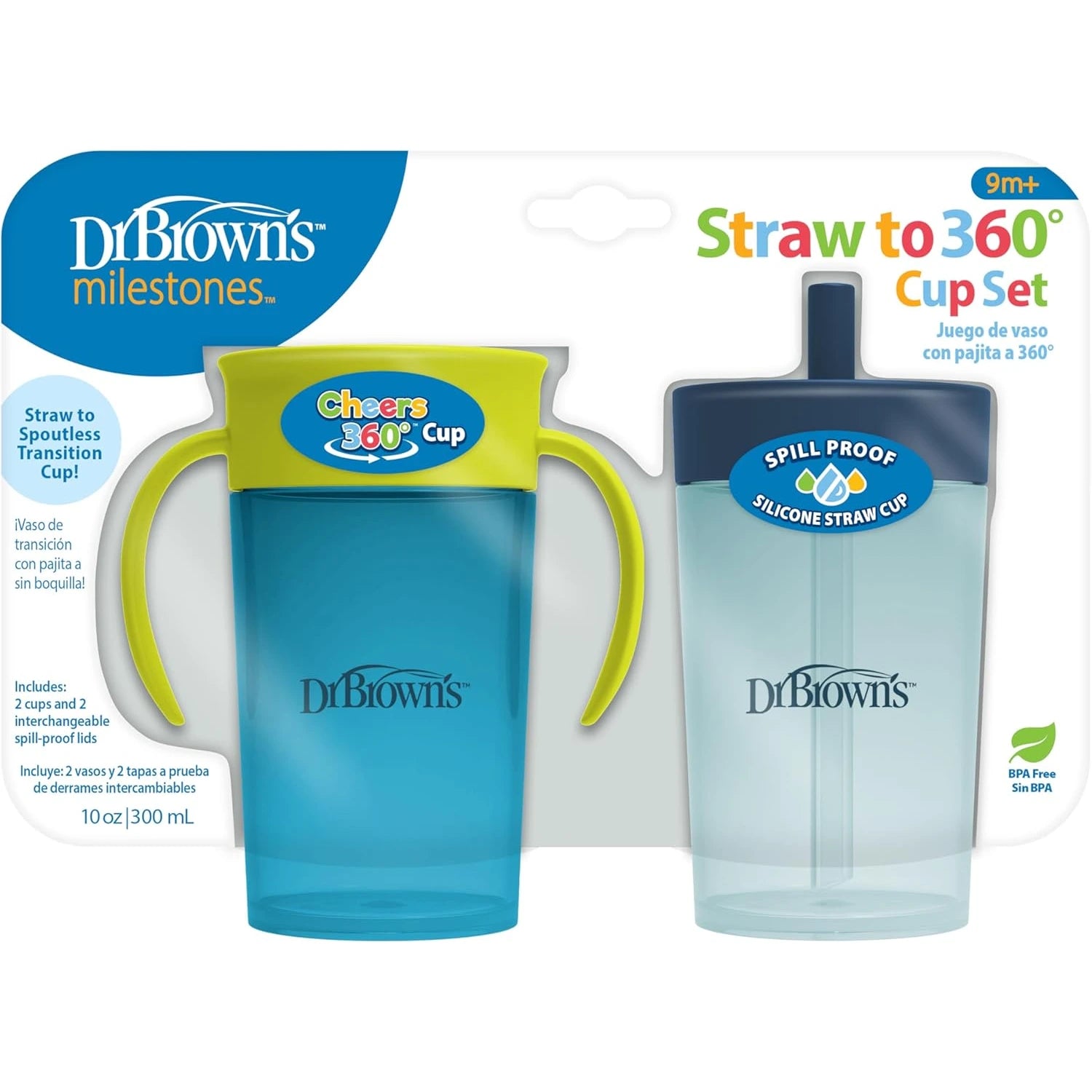 Dr. Brown's Milestones Straw to 360° Cup Set - 2pk (3 Colors) | 9M+