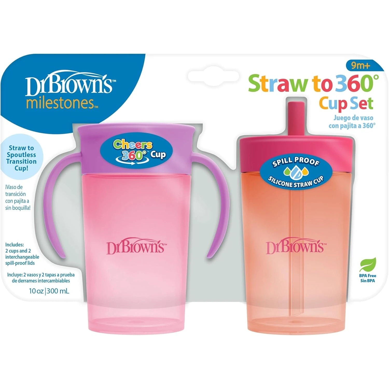 Dr. Brown's Milestones Straw to 360° Cup Set - 2pk (3 Colors) | 9M+