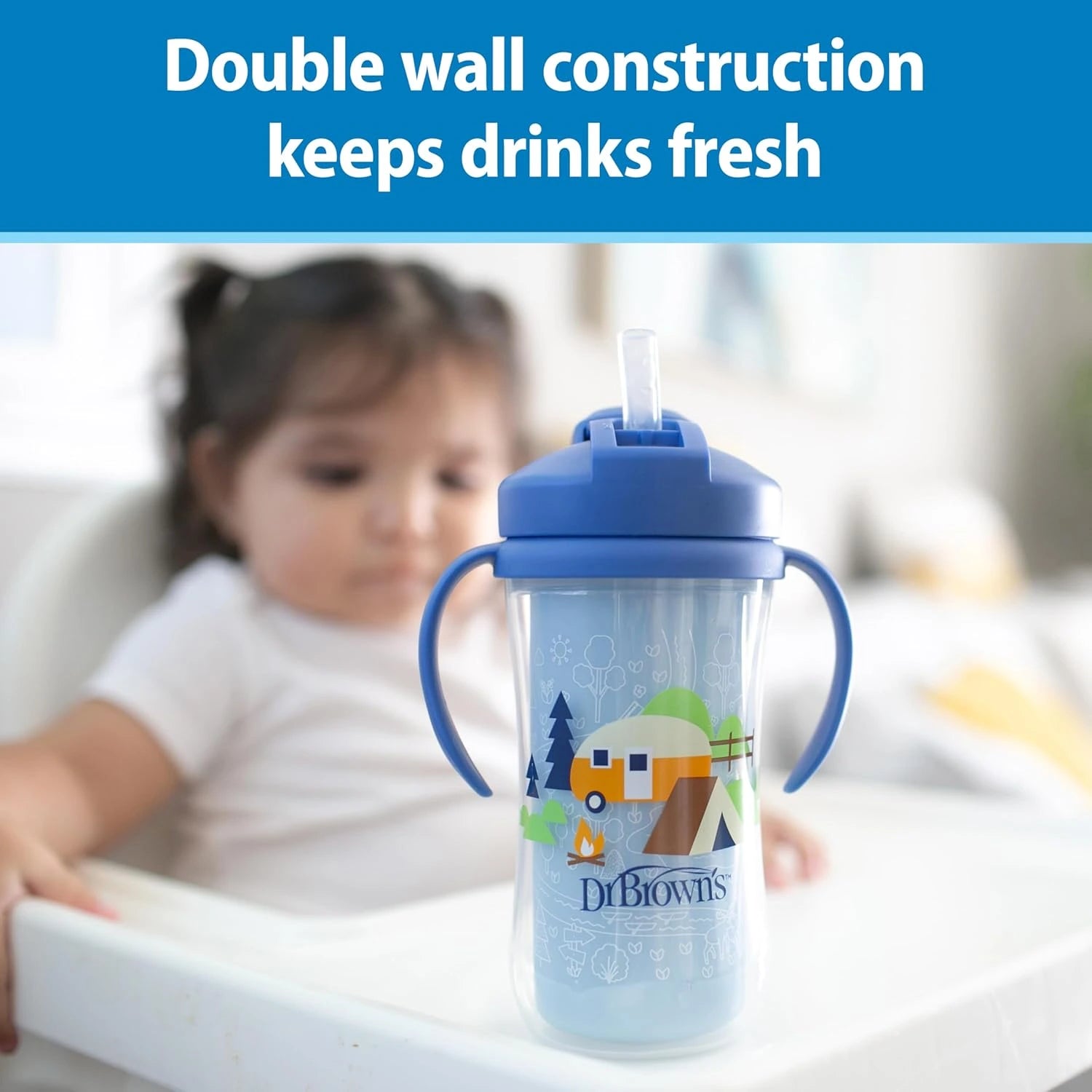 Dr. Brown’s Milestones Insulated Straw Cup, 10oz/300ml - 2pk (4 Colors) | 12M+