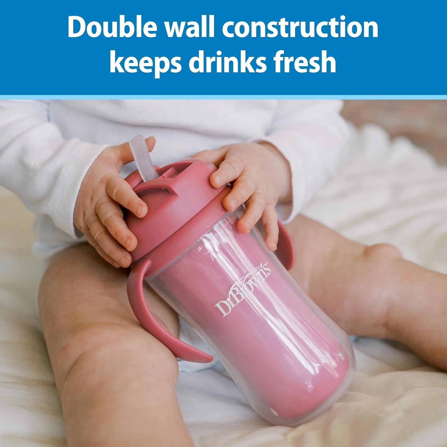Dr. Brown’s Milestones Insulated Straw Cup, 10oz/300ml - 2pk (4 Colors) | 12M+