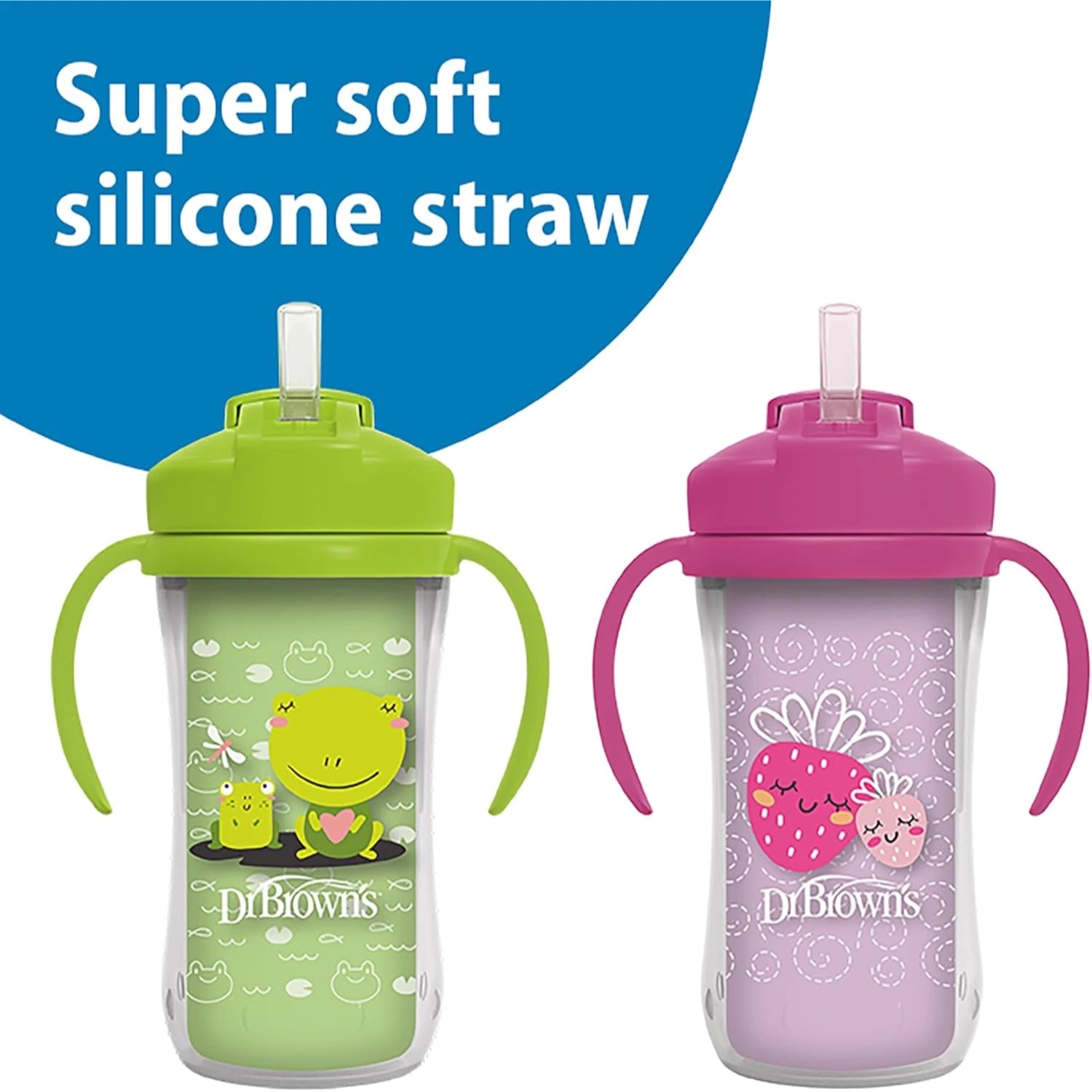 Dr. Brown’s Milestones Insulated Straw Cup, 10oz/300ml - 2pk (4 Colors) | 12M+