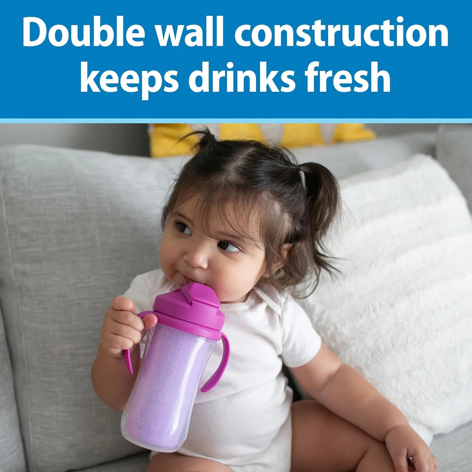 Dr. Brown’s Milestones Insulated Straw Cup, 10oz/300ml - 2pk (4 Colors) | 12M+