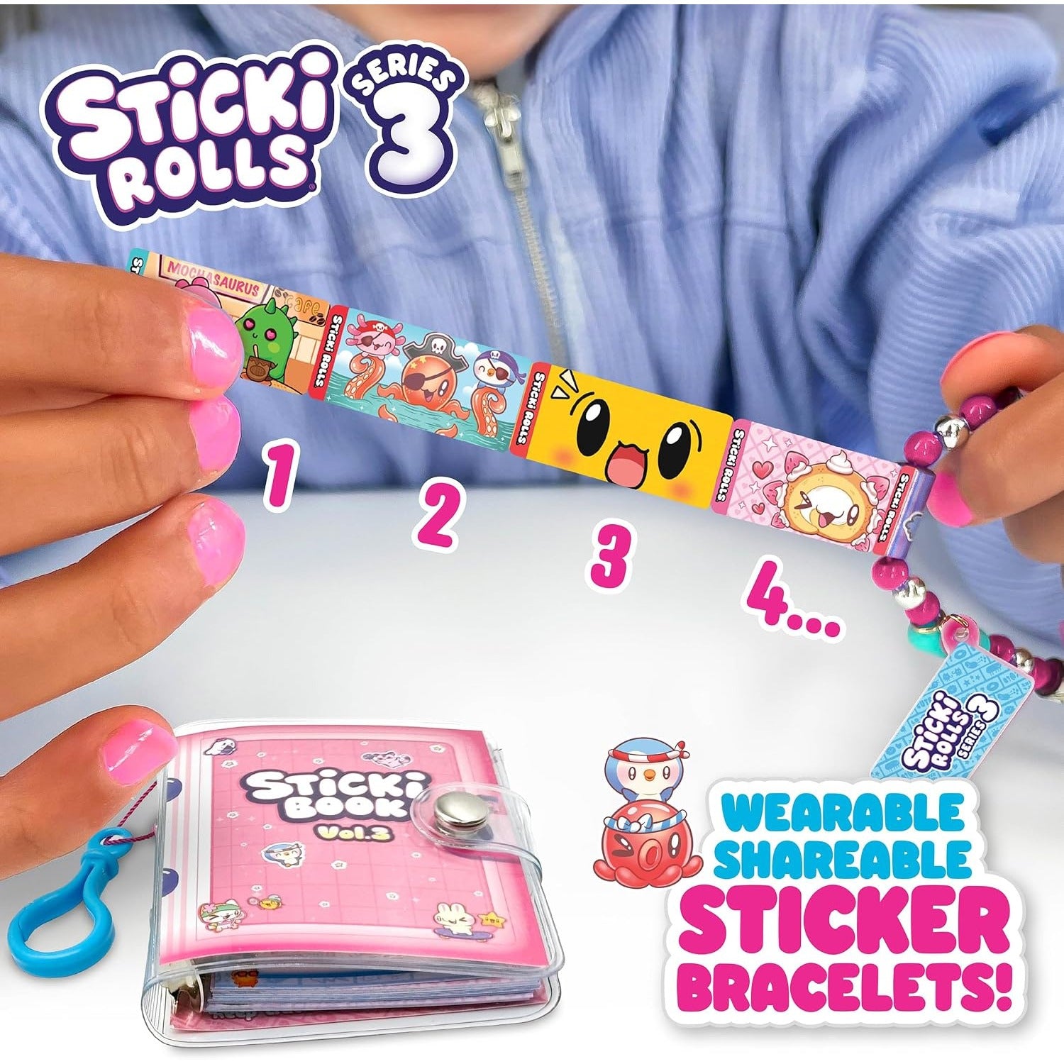Sticki Rolls Sticki Book Series 3 with Wearable Shareable Sticker Bracelet