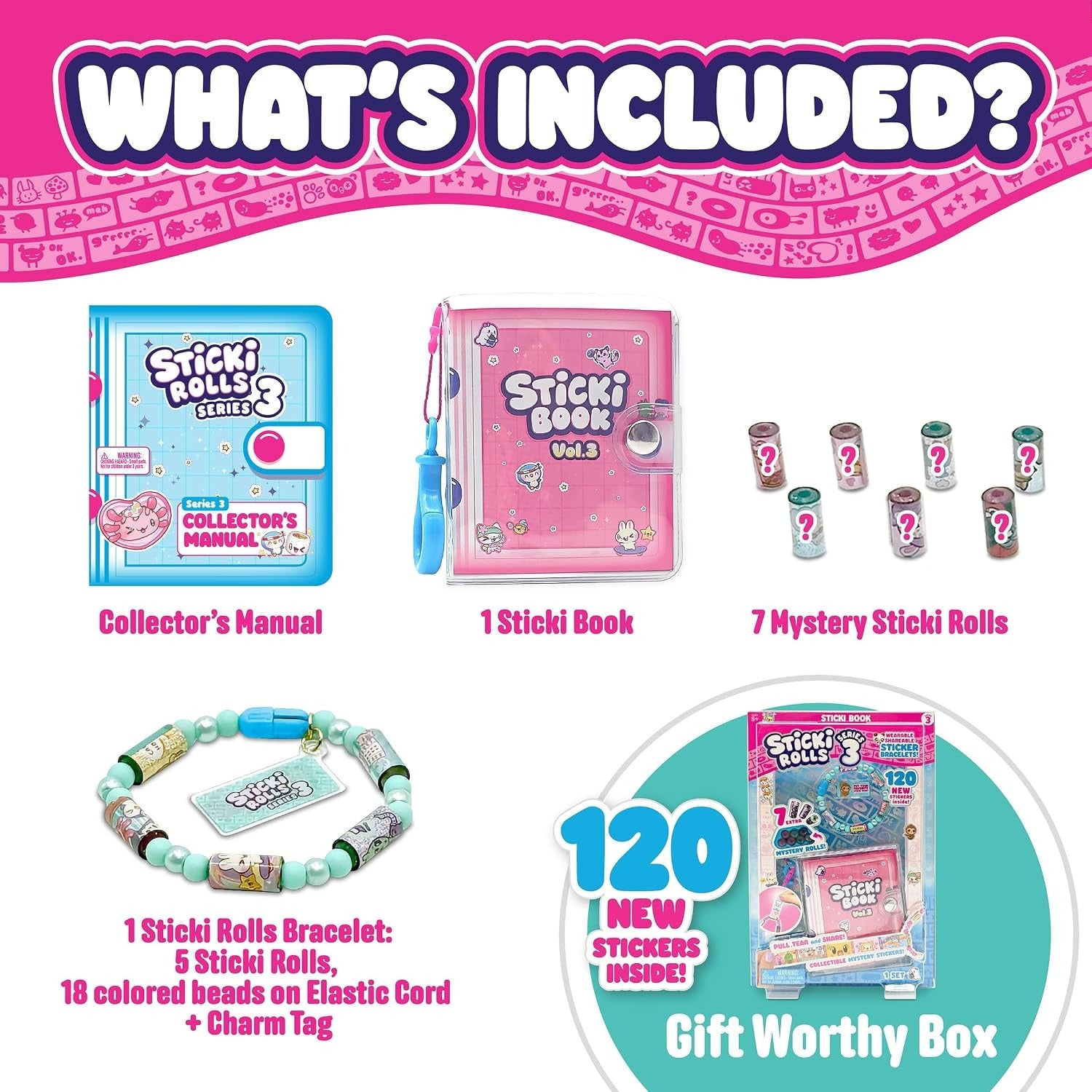 Sticki Rolls Sticki Book Series 3 with Wearable Shareable Sticker Bracelet