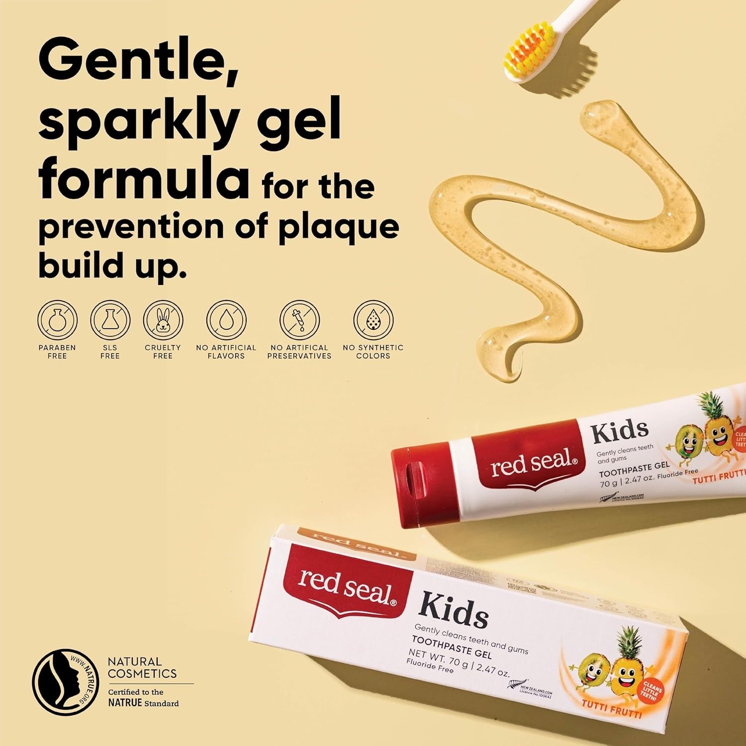 Red Seal Kids Fluoride-Free Toothpaste Gel, 70g - Tutti Fruitti (Exp 08/28)
