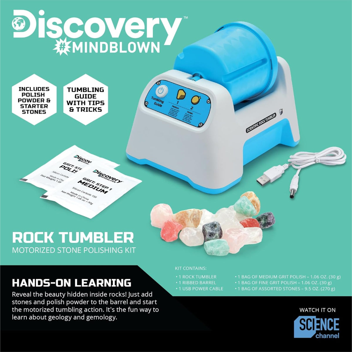 Discovery #MINDBLOWN Rock Tumbler Motorized Stone Polishing Kit