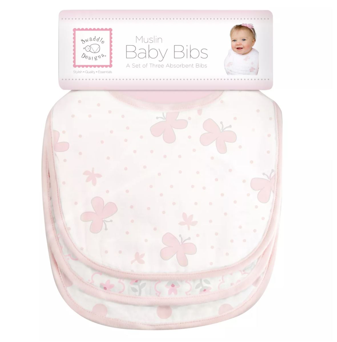 SwaddleDesigns Muslin Baby Bibs, 3pk (5 Designs) - Pupsik Singapore