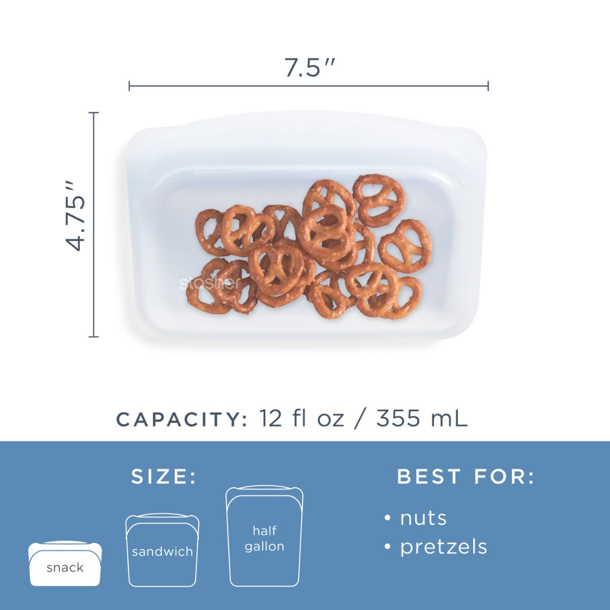Stasher Reusable Silicone Snack Bag - Small (290ml) - 5 Colors