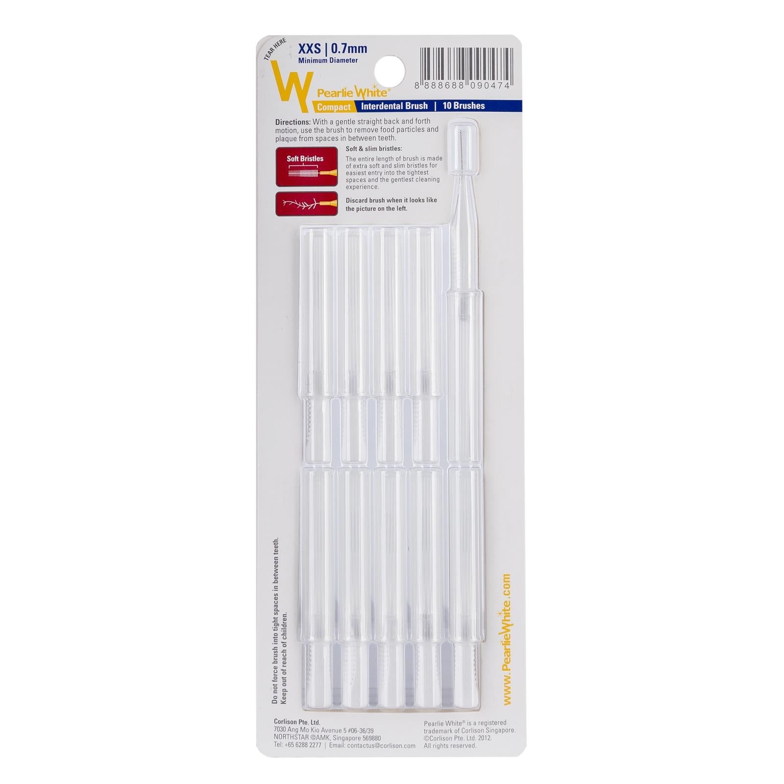 Pearlie White Compact Interdental Brushes (10pc) (4 Sizes) - Pupsik Singapore