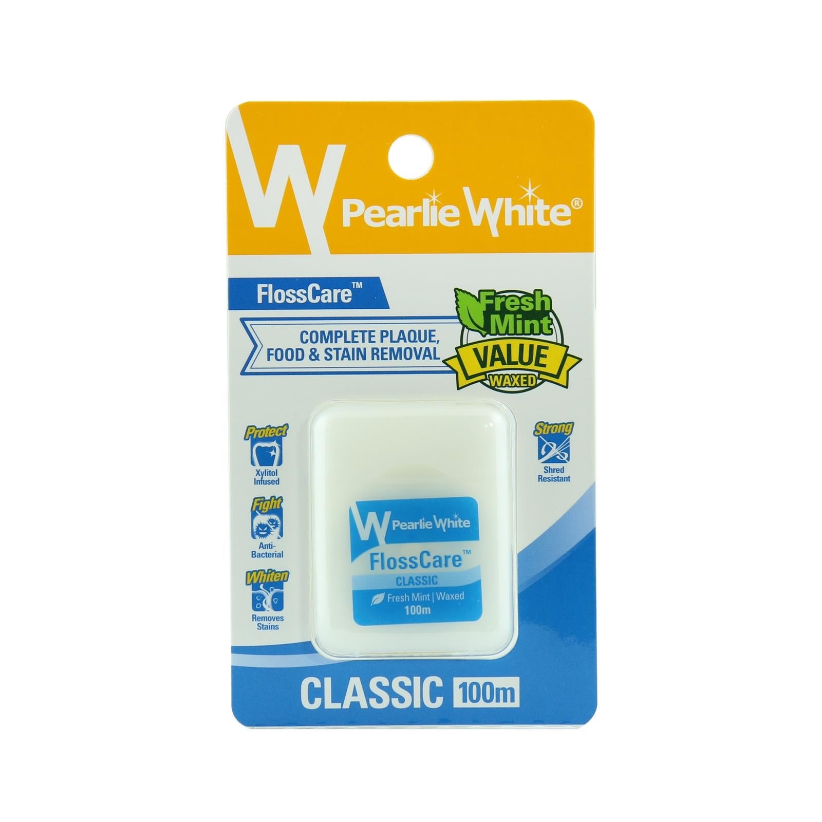 Pearlie White FlossCare Classic Waxed Mint Floss (100m) - exp 09/25