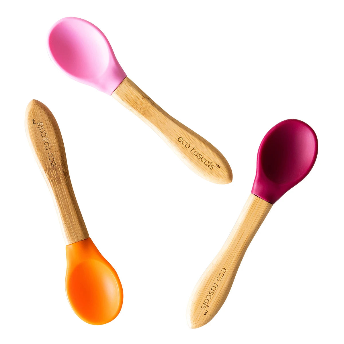 Eco Rascals Bamboo Silicone Spoons, 3pk (3 Colours)