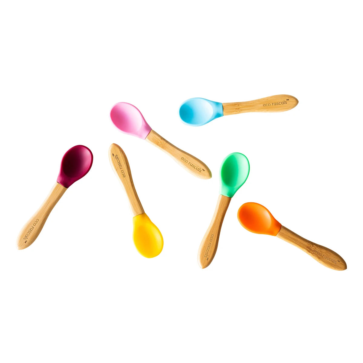 Eco Rascals Bamboo Silicone Spoons, 3pk (4 Colours) - Pupsik Singapore