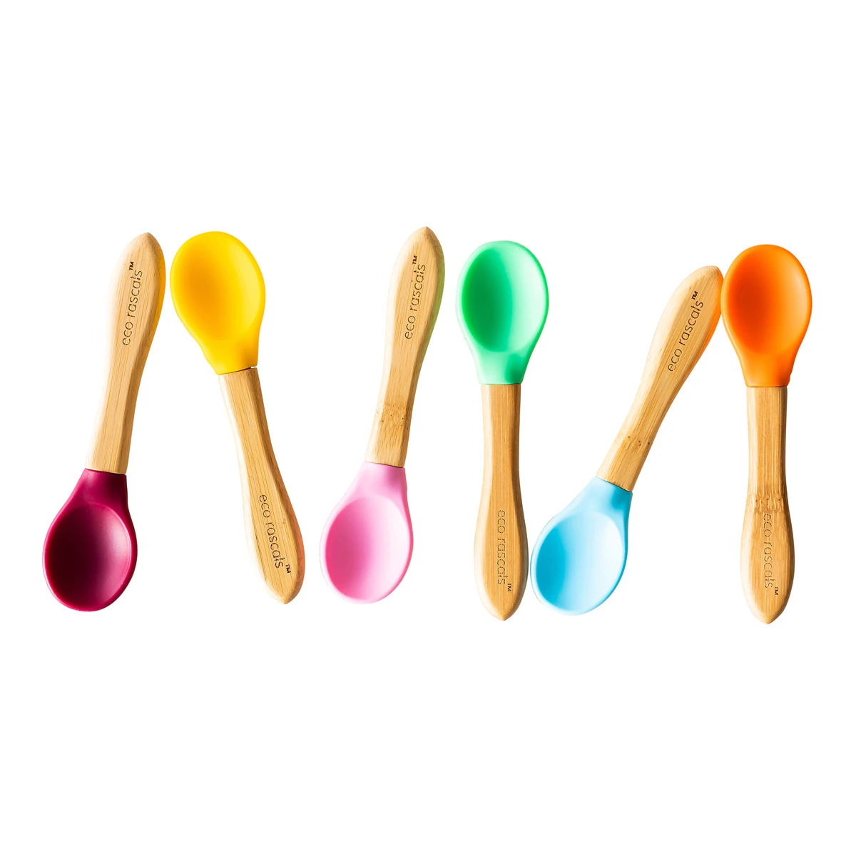 Eco Rascals Bamboo Silicone Spoons, 3pk (4 Colours) - Pupsik Singapore