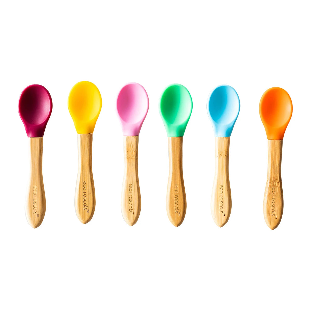 Eco Rascals Bamboo Silicone Spoons, 3pk (3 Colours)
