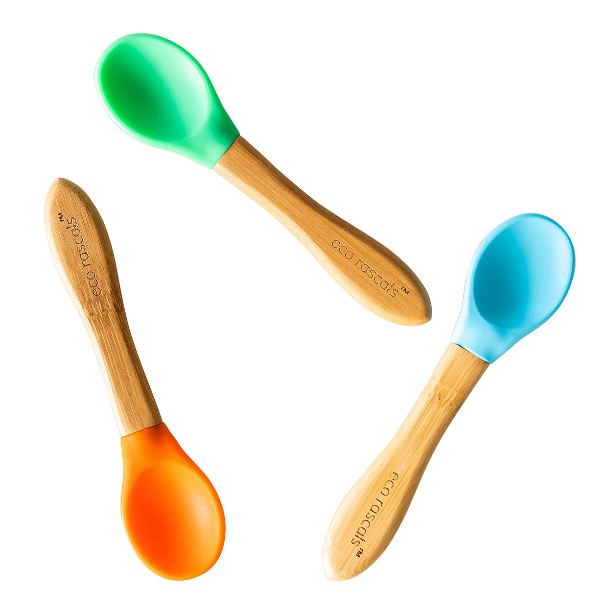 Eco Rascals Bamboo Silicone Spoons, 3pk (3 Colours)