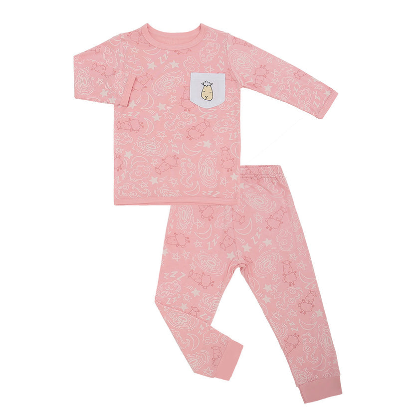 Baa Baa Sheepz Baby Long Sleeve Pyjama Set - Baa Baa in the Universe Pink (4 Sizes)
