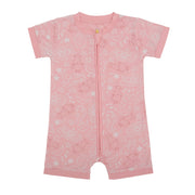 Baa Baa Sheepz Baby Short Sleeve Zip Romper - Baa Baa in the Universe Pink (4 Sizes)