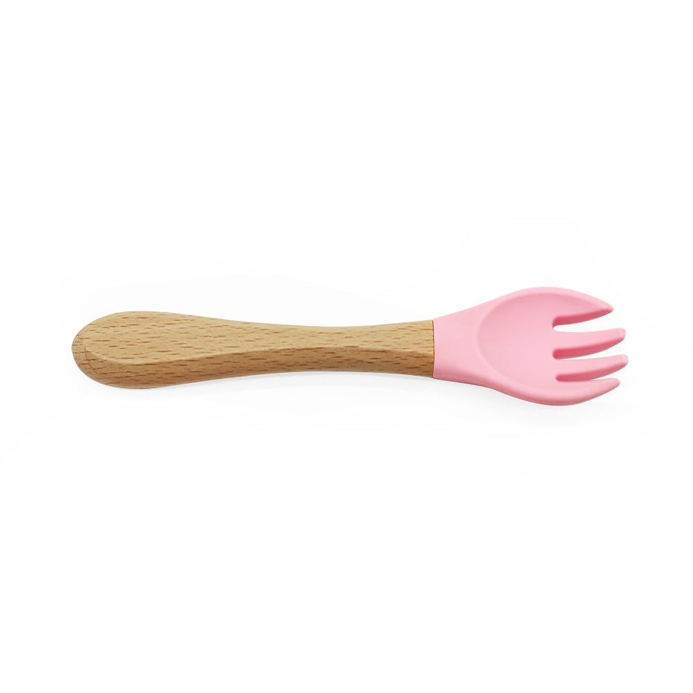 Biomom Wooden Silicone Fork (5 Colours) - Pupsik Singapore