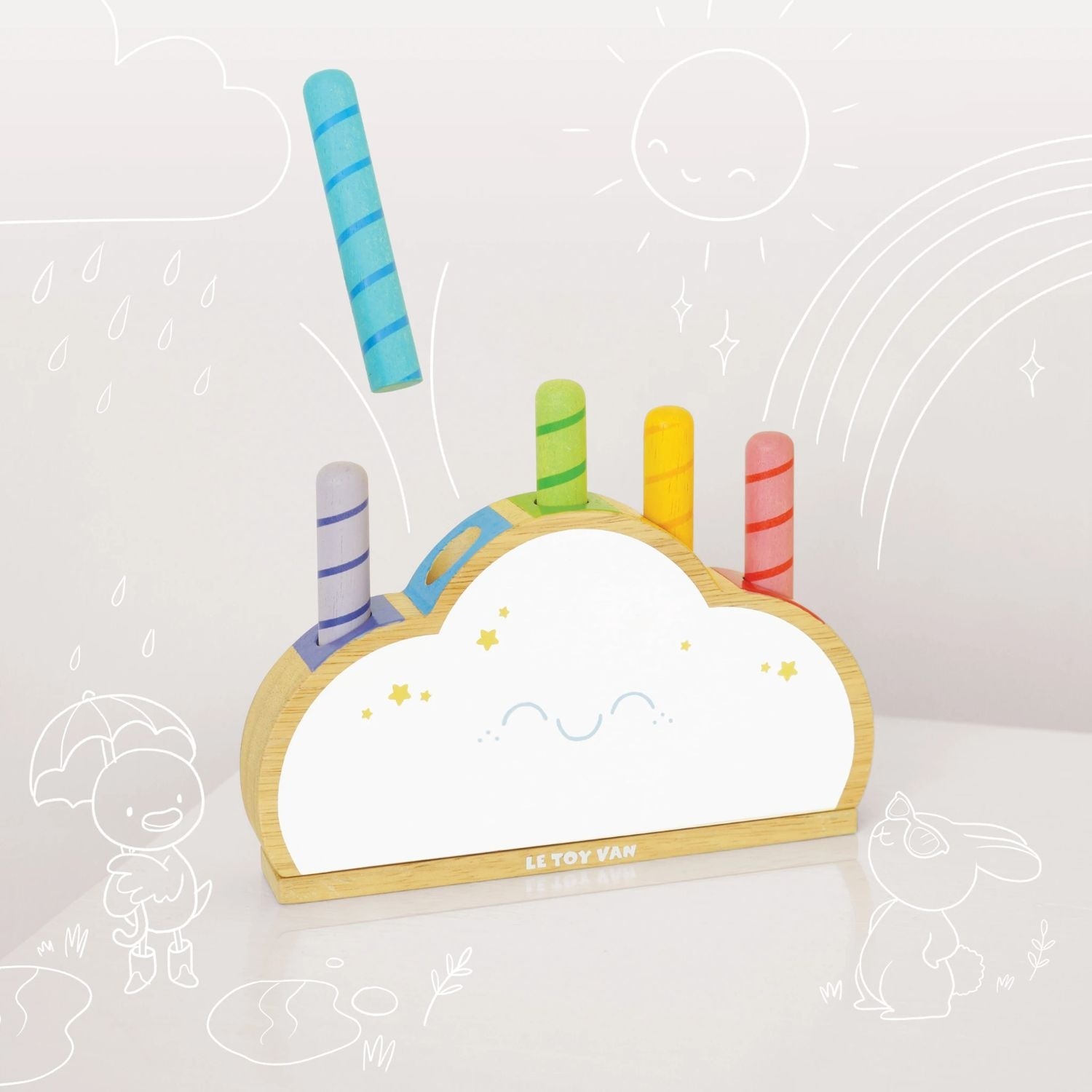 Le Toy Van Rainbow Cloud Pop Wooden Sorter