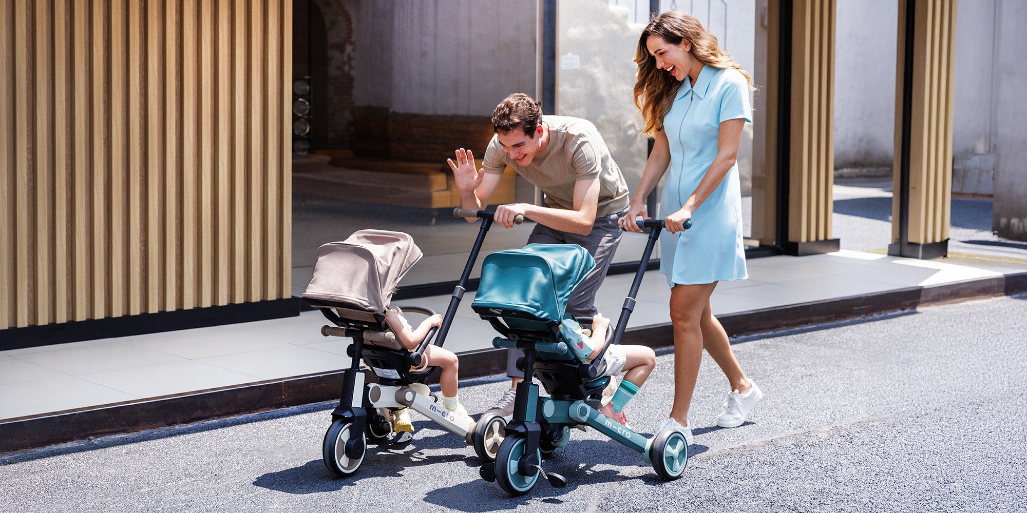 Micro Tricycle Latte: 6-in-1 Adaptive Comfort Folding Toddler Stroller & Push Trike