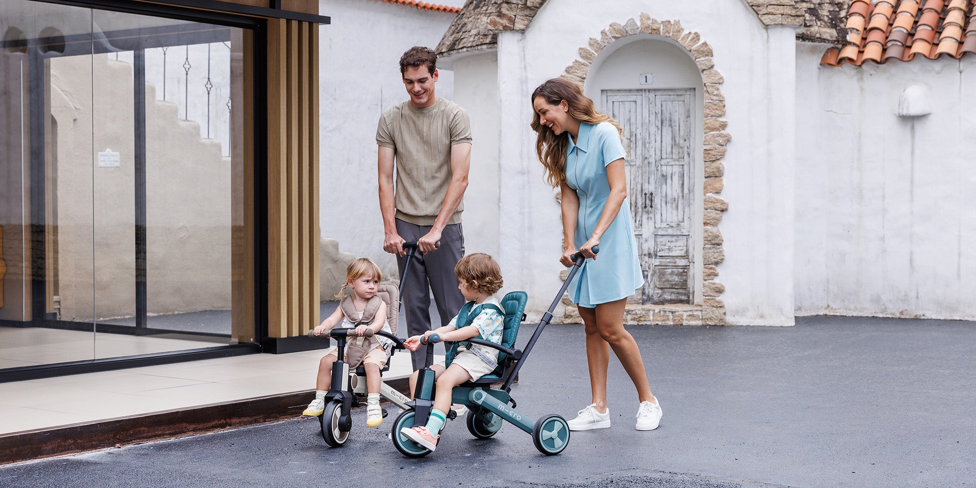 Micro Tricycle Latte: 6-in-1 Adaptive Comfort Folding Toddler Stroller & Push Trike