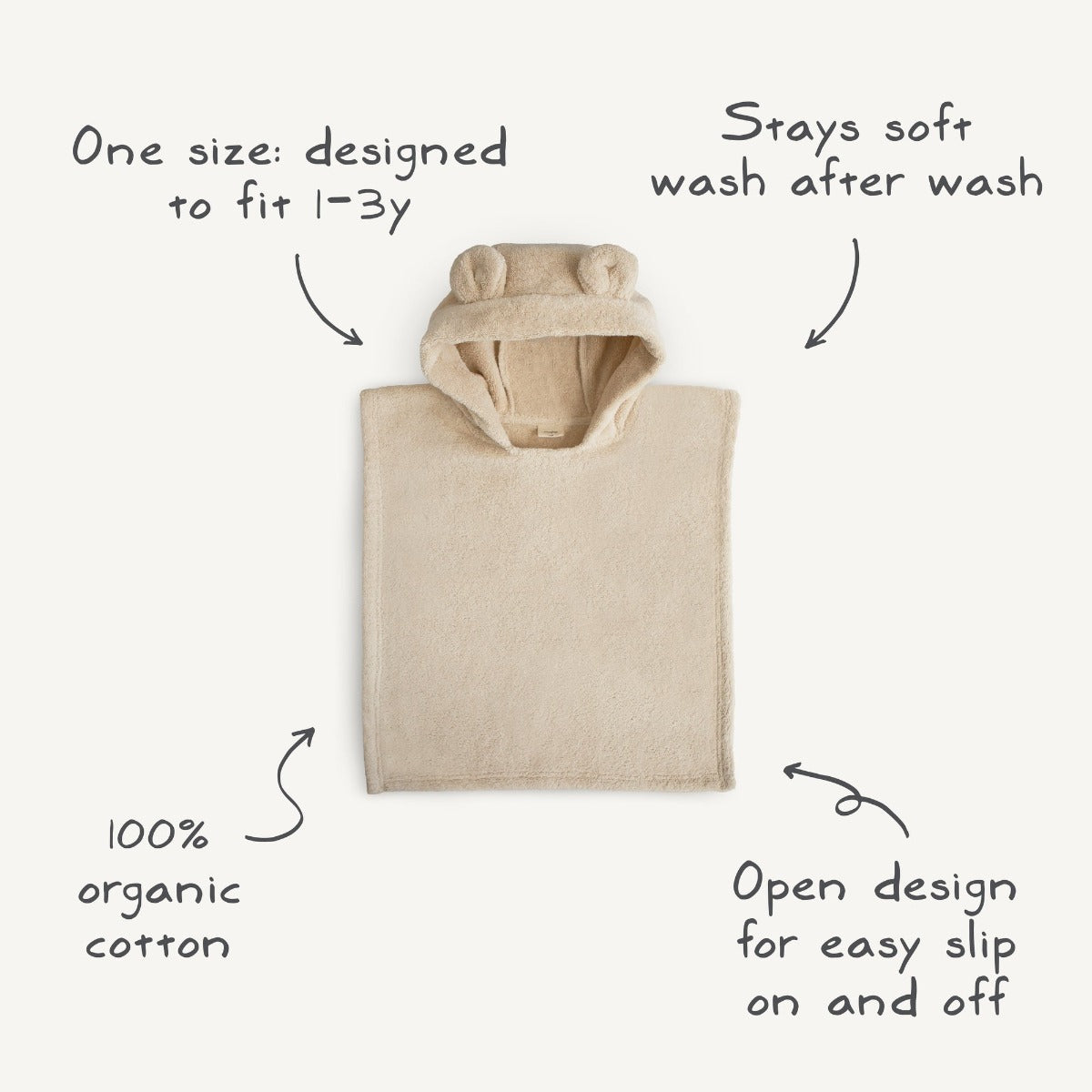 Mushie Poncho Bear Towel (3 Colors)
