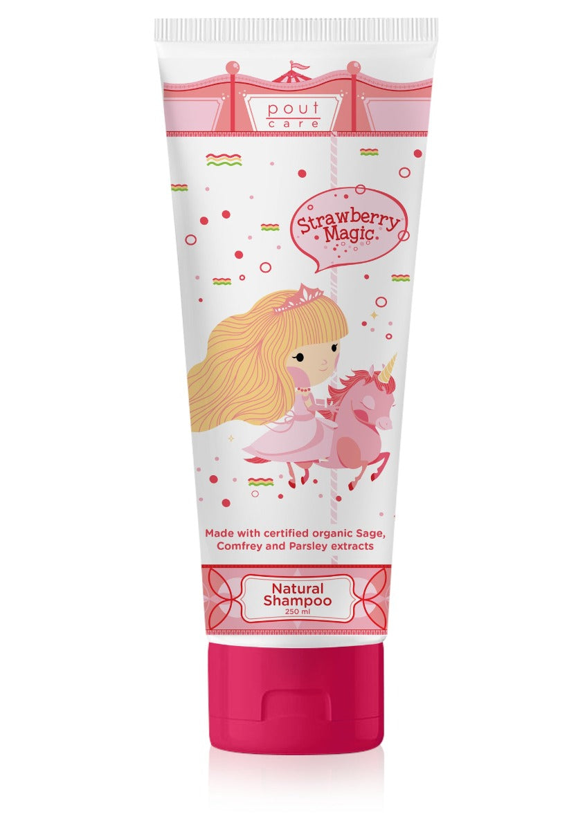 pout Care Strawberry Magic Natural Shampoo, 250ml (exp 12/27)