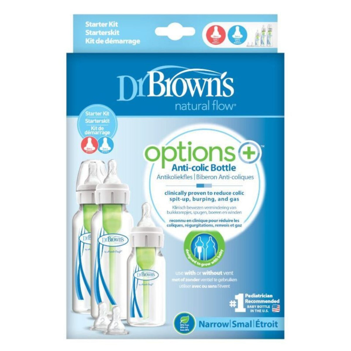 Dr. Brown's Options+ Narrow-Neck PP Baby Bottle Starter Kit