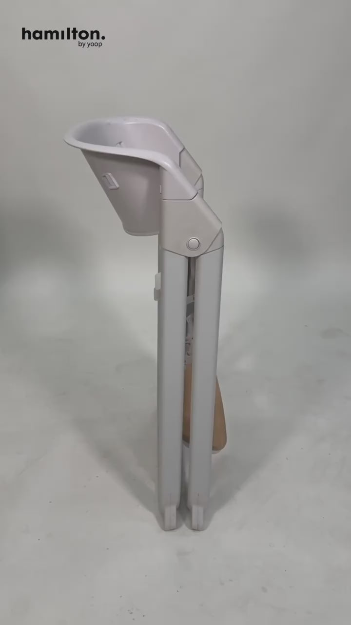 Load video: Hamilton Easylift High Chair, Natural Wood
